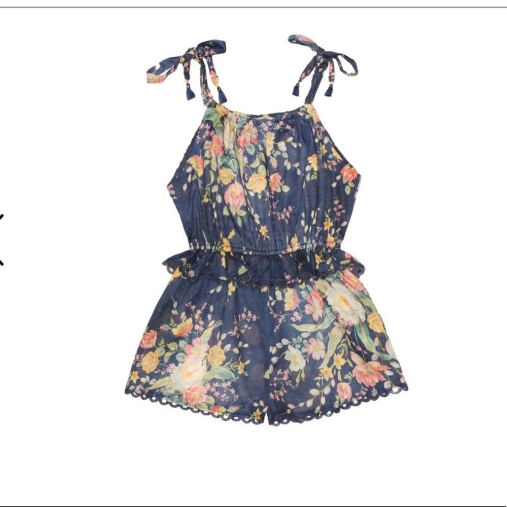 ZIMMERMANN GIRLS Blue Zinnia Floral Playsuit